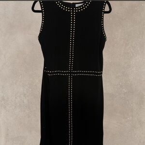 Carmen Marc Valvo Black and Gold Studded Mini Dress